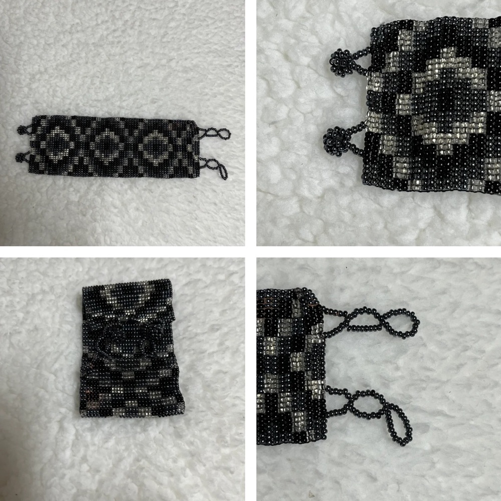 Bracelet Geometric Loom Work Glass Seed Bead Bracelet, 7.25"